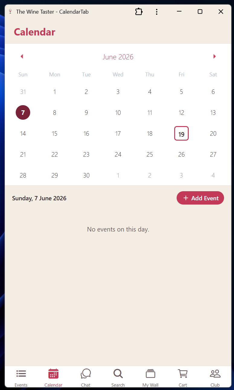 Tasting calendar