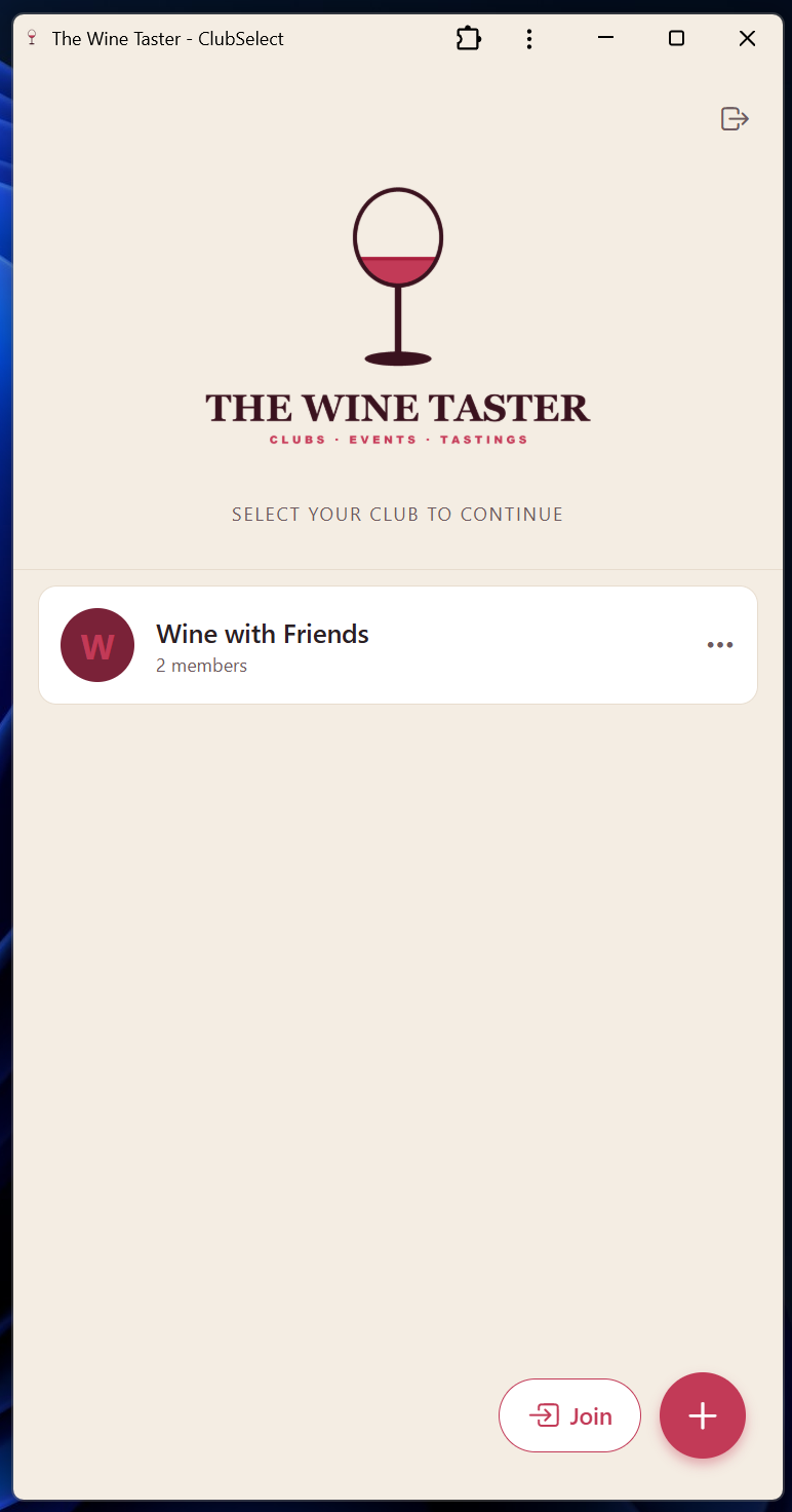Club selection screen